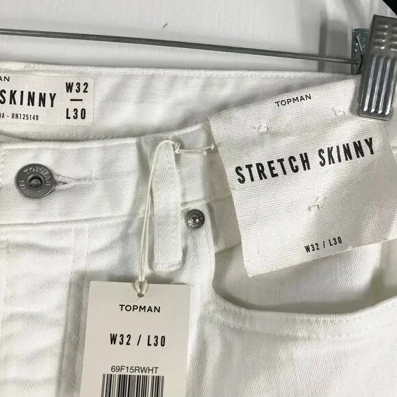 NEW TOPMAN Jeans W32XL30 White Skinny Stretch - Picture 4 of 13